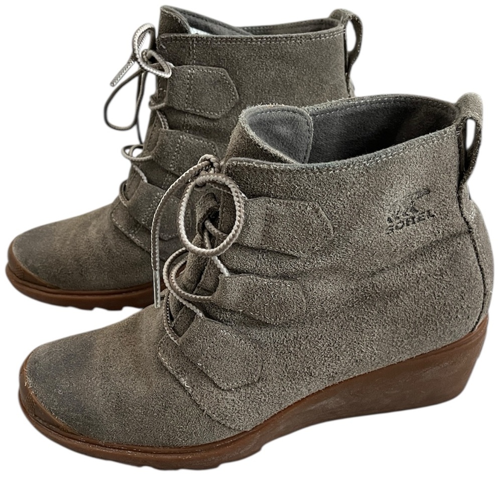 Sorel Toronto Lace Suede Wedge Waterproof Ankle Boots Booties‎ Shoe Womens 9